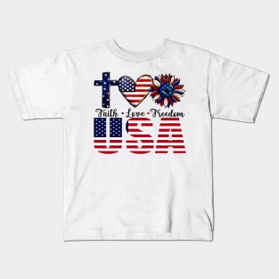 Faith Love Freedom Kids T-Shirt